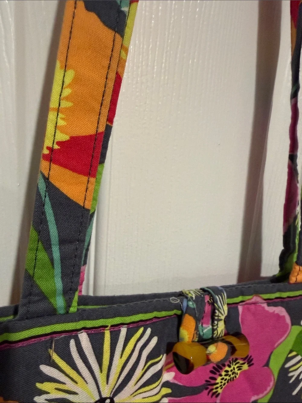 Vera Bradley Quilted Floral Tote in Navy with Multicolor Blooms- like New